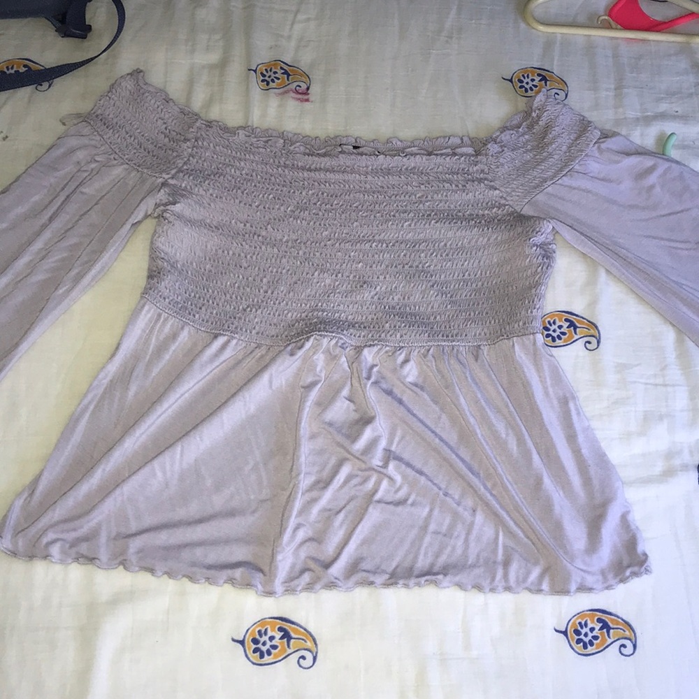 AEO cropped long sleeve flare top
